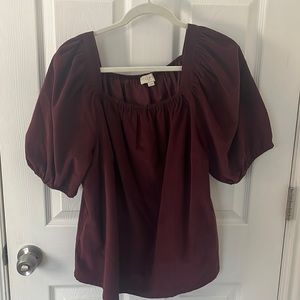 Maroon Puff Sleeve Top